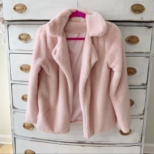 Women’s soft blush pink faux fur jacket medium